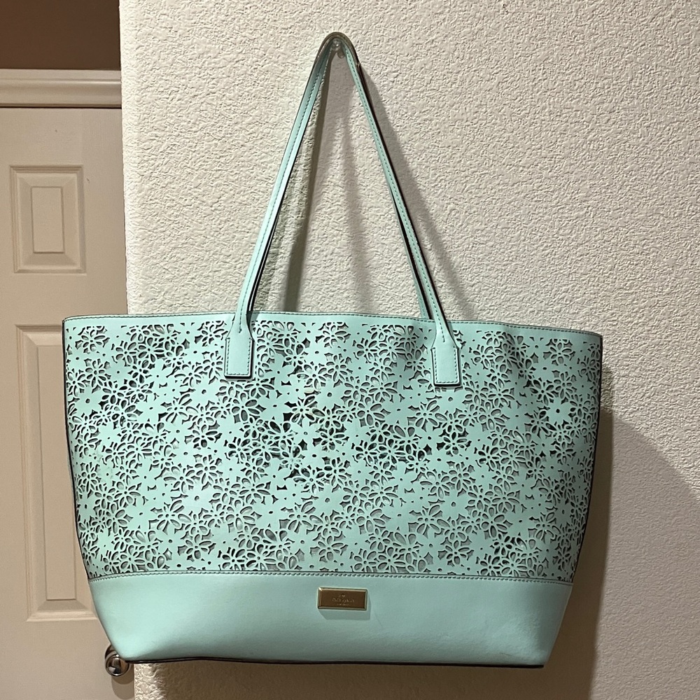 Kate Spade Perforated Floral Laser-Cut / Perforated Leather Tote Bag Large